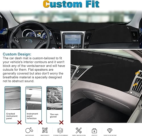 Miniatura 5 de Xotic Tech - Tapete para consola central precortado antideslizante protector contra deslumbramiento protector contra el sol cubierta negra