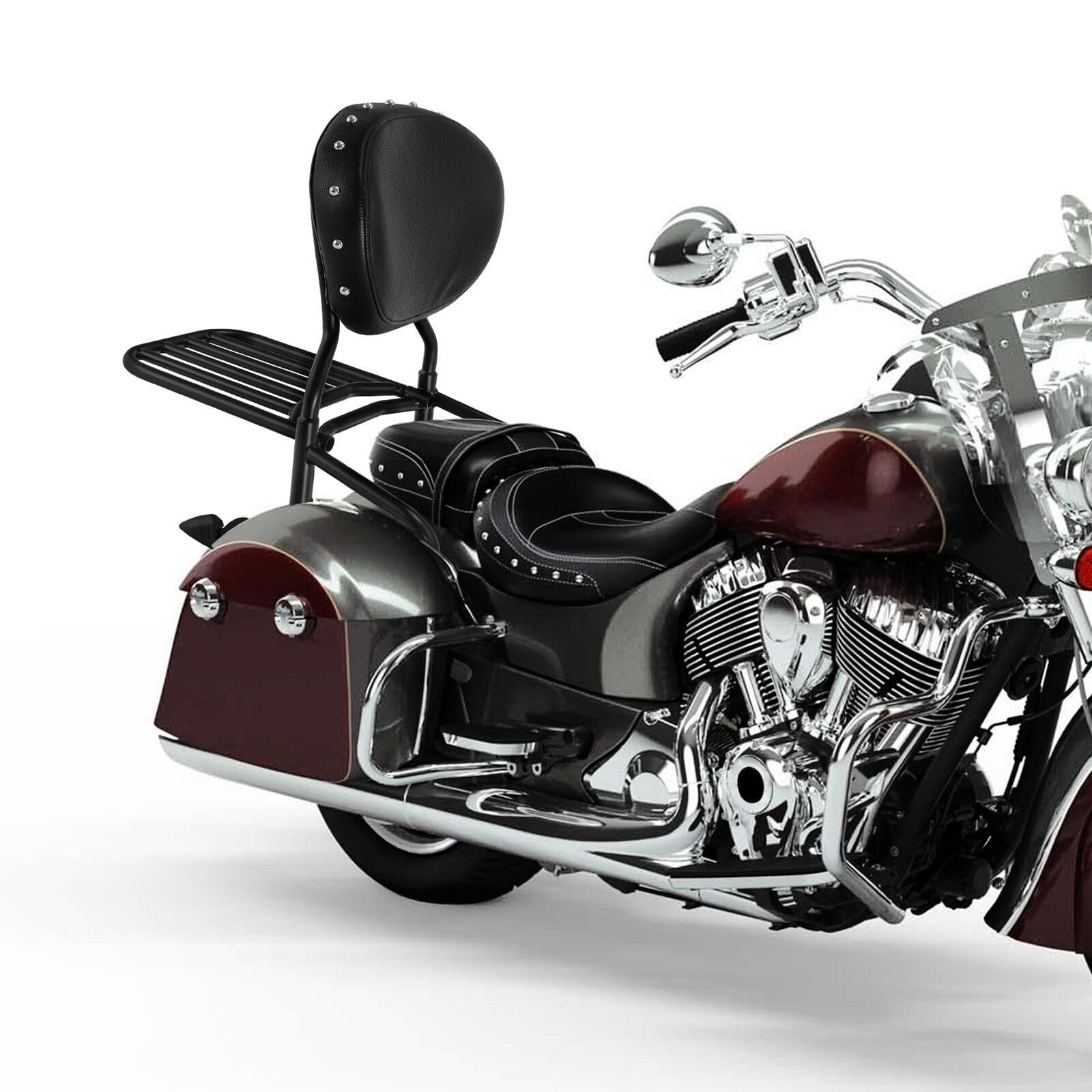 TCMT Rückenlehne Sissy Bar Gepäckträger passend für 2014–2025 Chieftain 2020–2025 Roadmaster Dark Horse 2021–2025 Indian Challenger Springfield 2020–2021 Indian Vintage