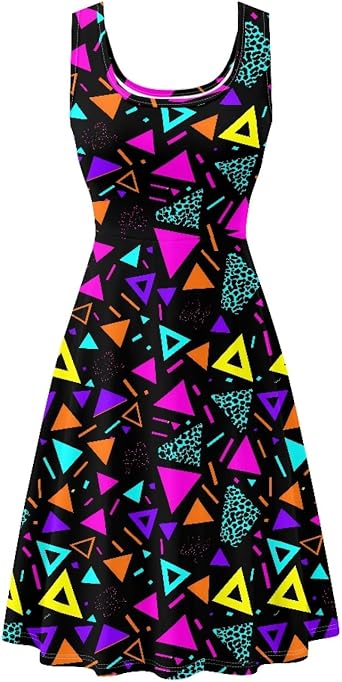 KiuLoam Womens Sleeveless Crew Neck Dresses Beach A-Line Dress Casual Party Flared Sundress Plus Size XS-4XL
