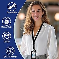 Vista 79 de Giancomics Black ID Badge Holder with Lanyard, Lanyards for ID Badges with Badge Reel Retractable Heavy Duty, Lanyard with ID Holder Keychain Clip
