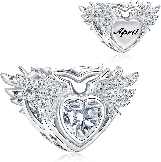 NINGAN Birthstone Openwork Heart Bead Charms 925 Sterling Silver Fits European Charm Bracelets Necklaces