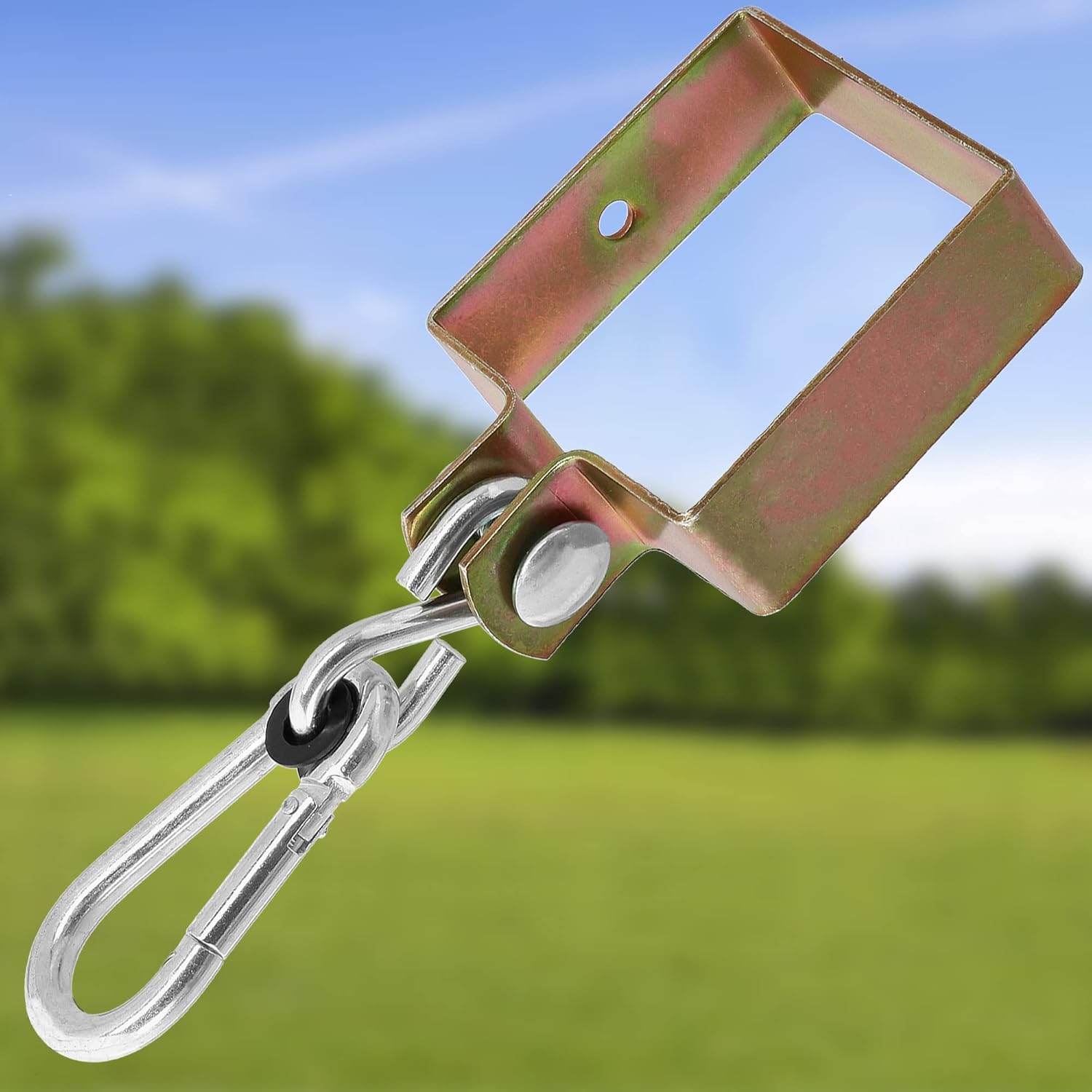 KOTARBAU® Swing Hook 90 x 90 mm Square Snap Hook Swing Clamp Swing Attachment Cuff Hook Yellow Galvanised Hook Holder Swing