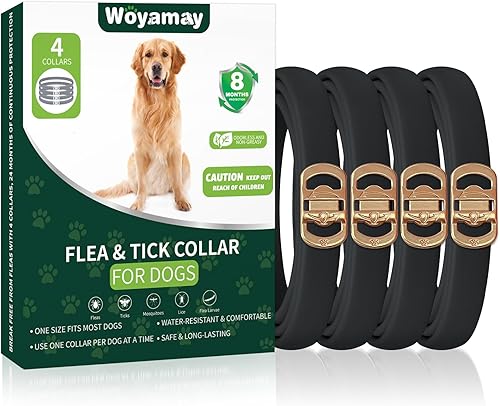 Paquete de 4 collares antipulgas para perros, tratamiento de pulgas y garrapatas de perro, 8 meses de protección contra pulgas y garrapatas para