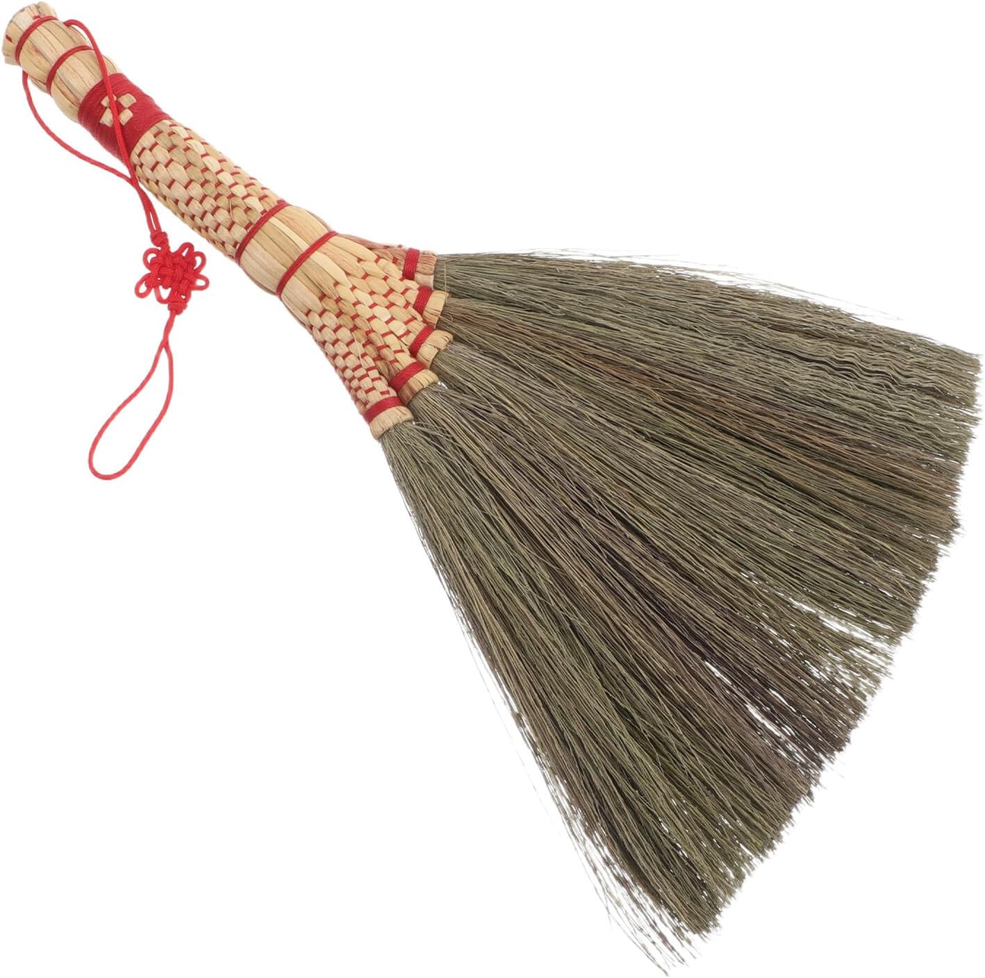 SHINEOFI Portable Mini Hand Broom Small Desktop Cleaning Brush Natural Grass Material for Desk, Drawer, Balcony and Tea Table Dust Removal in Home and Office