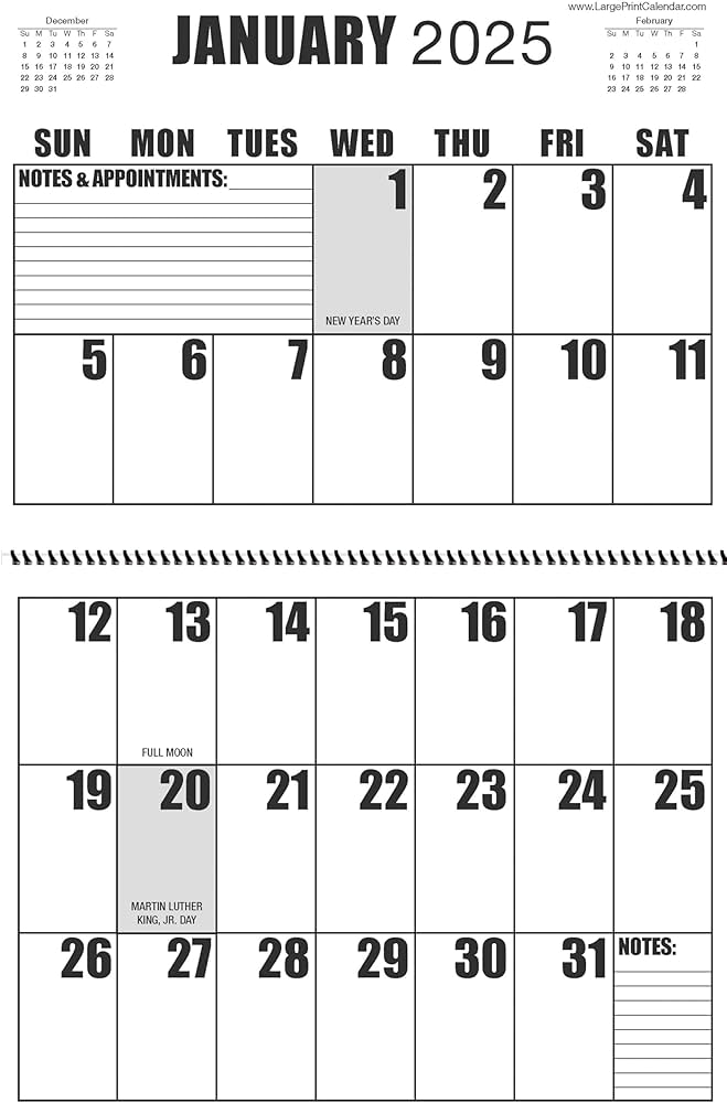 Amazon.com: Large Print Wall Calendar 2025 Letter Size : Office Products amazon-com-large-print-wall-calendar-2025-letter-size-office-products