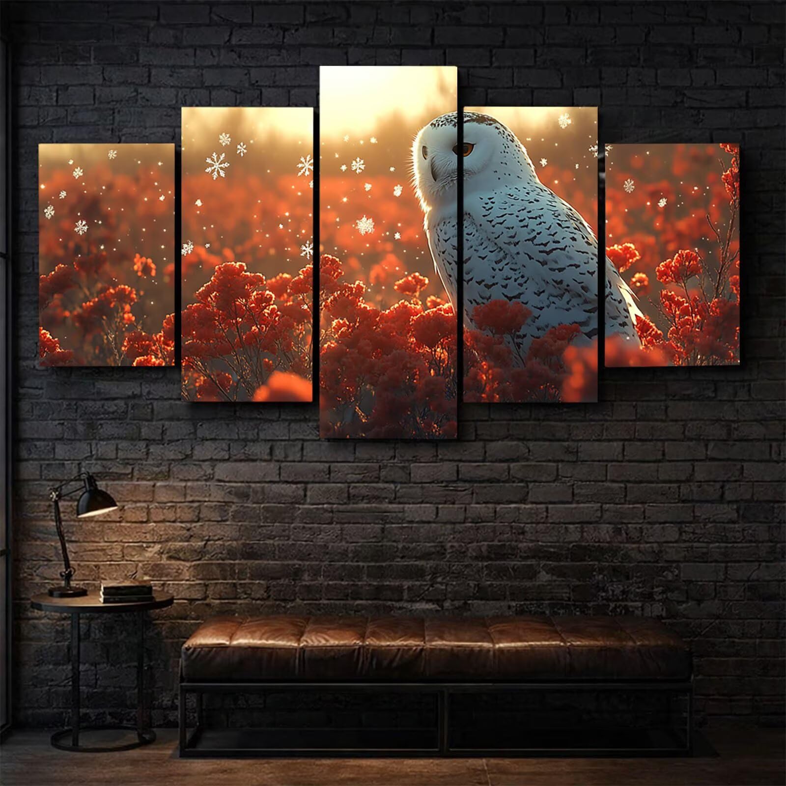 5 Pack Leuchtend Malen Nach Zahlen Erwachsene Eule Drei Größen YCBZ-5314 | DIY Set Erwachsene mit Pinselset Acrylfarben Set Fünf Leinwand zum Bemalen Landschaft Deko Wohnzimmer Geschenke für Frauen