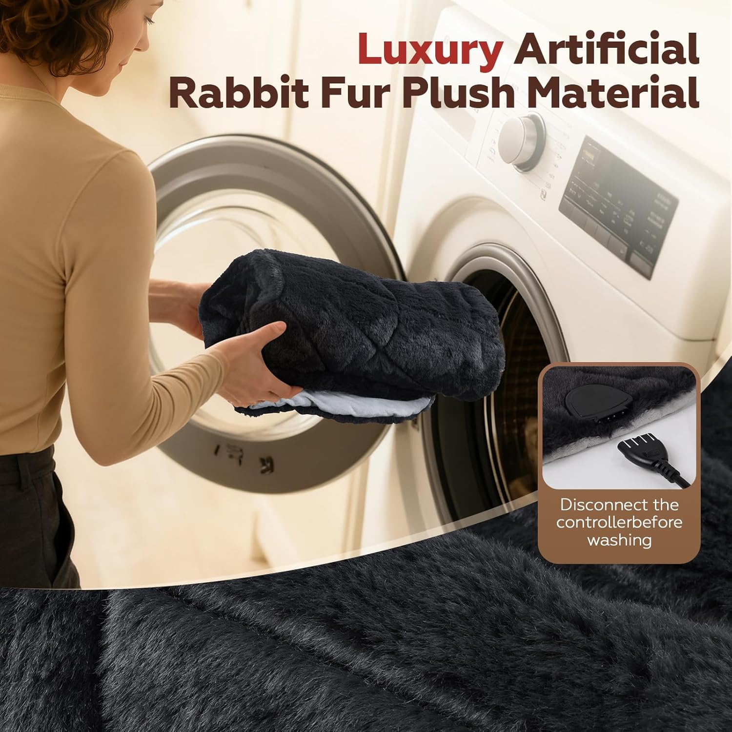 UTK Weighted Heating Pad for Neck and Shoulders and Back, 30s Fast Heat, 6X Deeper Pain Relief, Faux Rabbit Fur Fabric, 8 Heat Settings Max 159℉, 4H Auto Off, Memory Function, 24"x 20", Birthday Gifts - Image 9