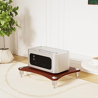 1-Tier AV Media Stand, Stereo Racks and Stands, Video Component Cabinet Audio Rack Tower for DVD Player Game Console TV Box WiFi Routert (Dark Wood, 1-Tier)