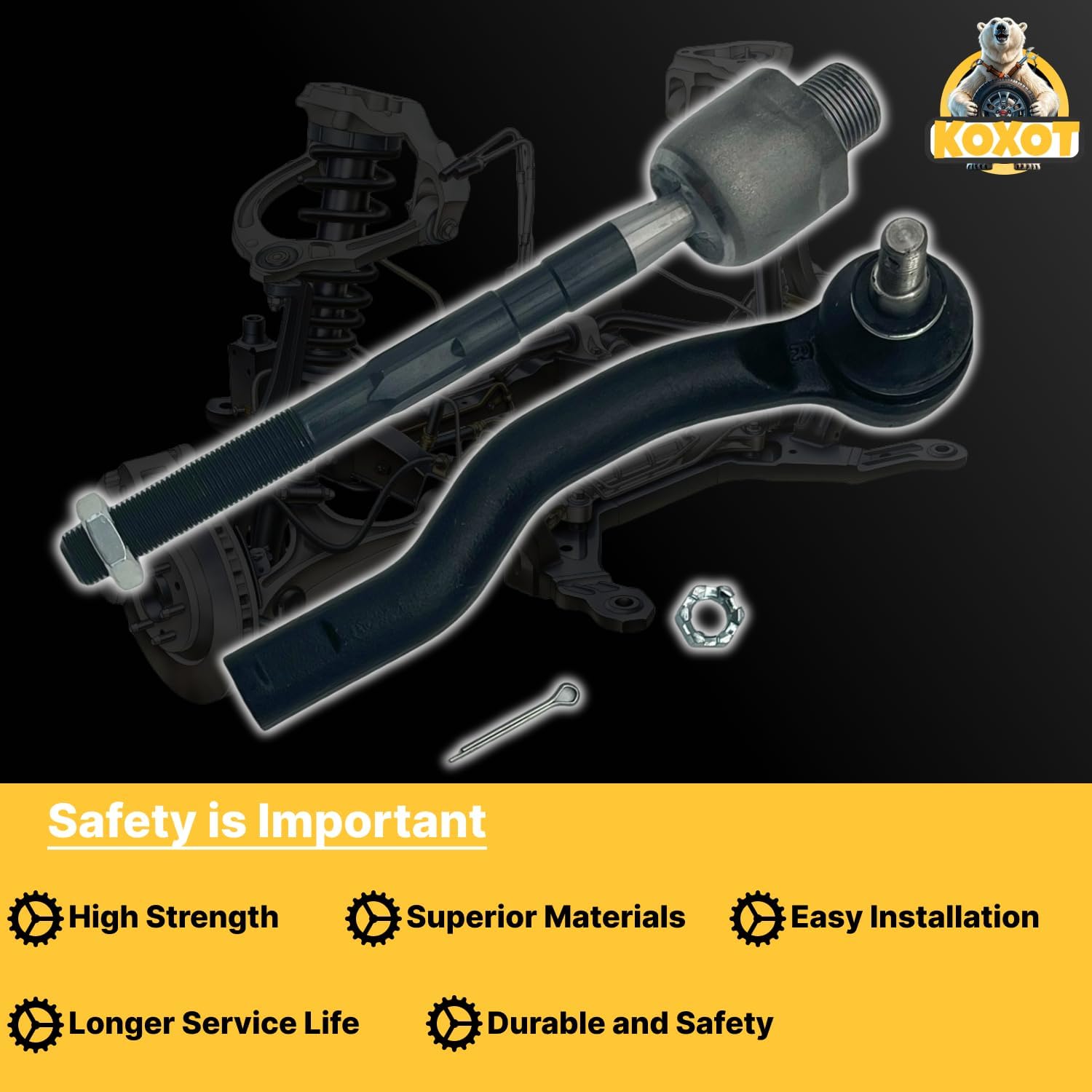 4pcs Front Inner & Outer Tie Rod Ends Kit Fit for Ford Edge 2007 2008 2009 2010 2011 2012 2013 2014, Fit for MKX 2007 2008 2009 2010 2011 2012 2013 2014 2015 | ES800473 ES800474 EV800576