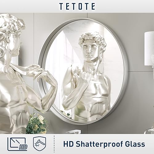 Miniatura 235 de TETOTE Espejo de 60 x 36 pulgadas para baño, espejo de tocador dorado de latón cepillado, espejo de pared grande rectangular con marco de metal Oro