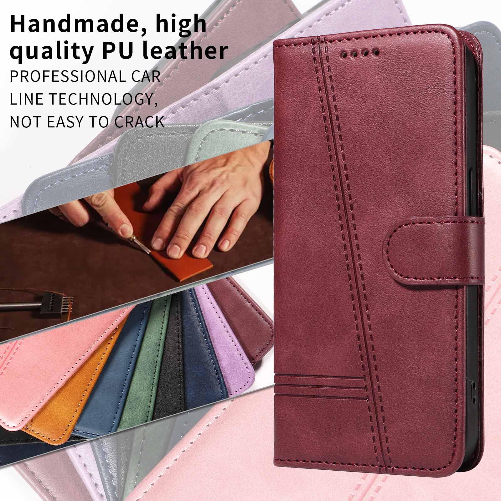 Etui z klapką do telefonu Samsung Galaxy S25 Ultra/S25 Plus/S25, skórzane etui portfelowe na telefon z stojakiem na karty, etui foliowe, odporne na wstrząsy, tworzywo TPU, czerwone, S25plus