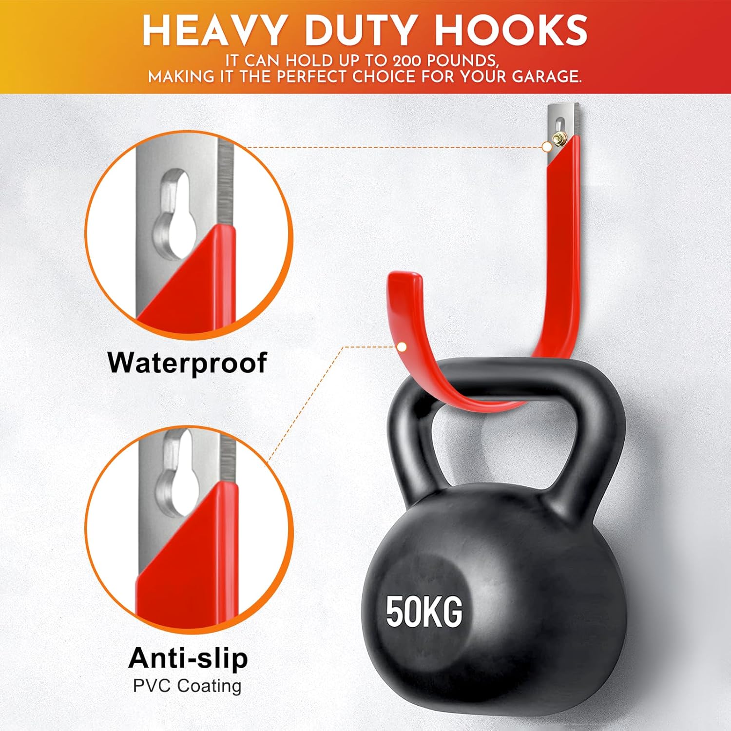 Hose Hanger, Hose Holder Wall Mount Heavy Duty Organizer for Garden Hoses Metal Hook Outdoor Rack for Water Hoses, 3 Pack-Red