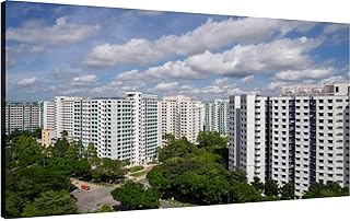 Canvas Wall Art for Living Room Bedroom White coloured apartment blocks West Singapore Big Large Wall Art Decor Framed Painting Wall Pictures Prints Artwork Office