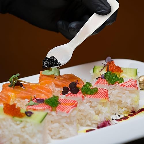 Miniatura 9 de Patelai Juego de cucharas de caviar de madreperla con mango redondo para caviar, huevo, helado, café, restaurante (2.75 pulgadas, 20 piezas)