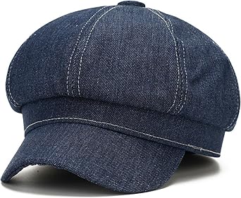 Women Denim Beret Hat Washed Newsboy Caps French Cap