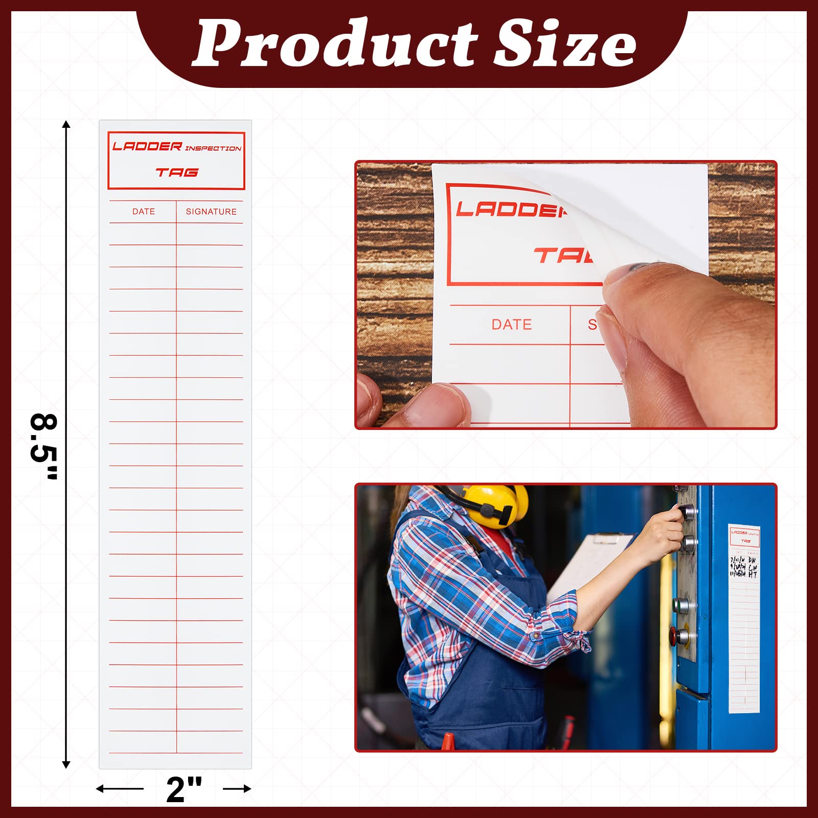 Buy 50 Sheets Ladder Inspection Labels Safety Stickers for Ladders, 8.5 x 2 Inch Safety