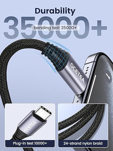 Miniatura 3 de Ocetea Cable largo USB C 10 pies, paquete de 2, cable de carga USB C a USB C de 60 W3 A, cable de carga tipo C compatible con iPhone 1515 Pro15