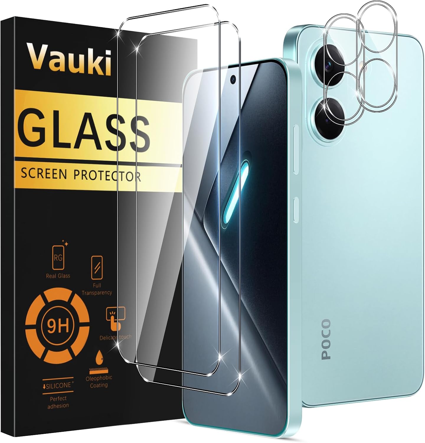 Vauki Screen Protector for Xiaomi Poco X8 PRO 5G for Tempered Glass with Camera Protection Glass [2+2 Pieces] 9H Hardness Film Protective Glass Scratch-Resistant Bubble-Free Ultra HD Transparent