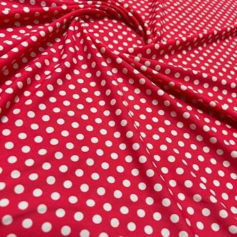 Mini White and Red Polka Dots Nylon Spandex Fabric 4 Way Stretch by Yard for Swimwear Dancewear Gymwear Sportwear Dress Skirt