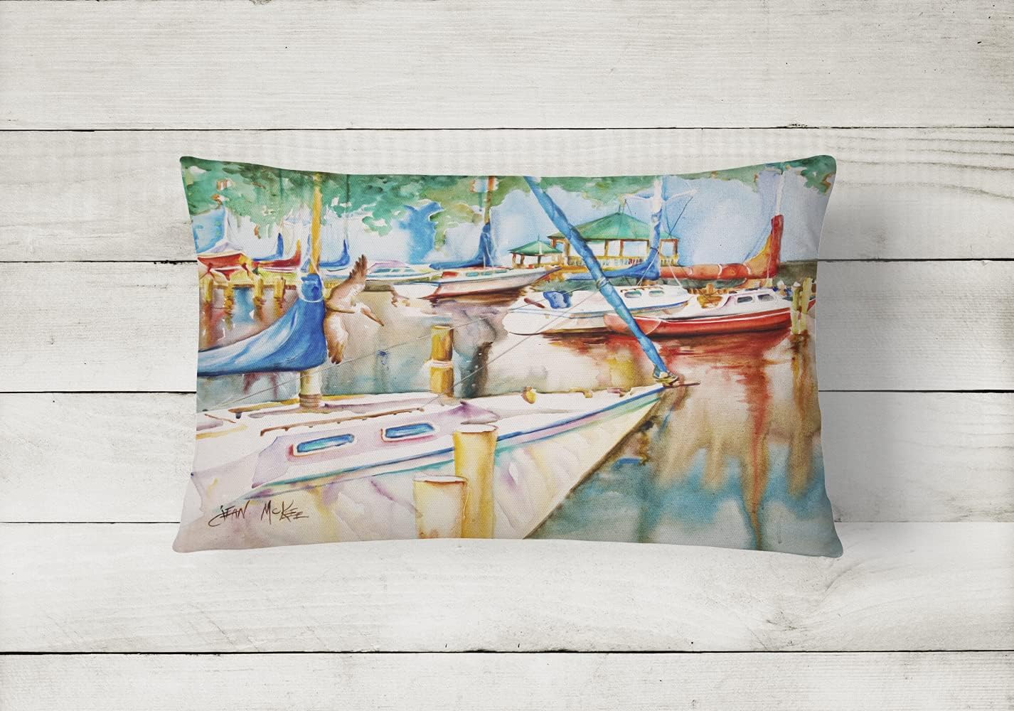 Caroline's Treasures JMK1043PW1216 Sailboats at The Gazebo Canvas Fabric Decorative Pillow Machine Washable, Indoor Outdoor Decorative Pillow for Couch, Bed or Patio, 12HX16W