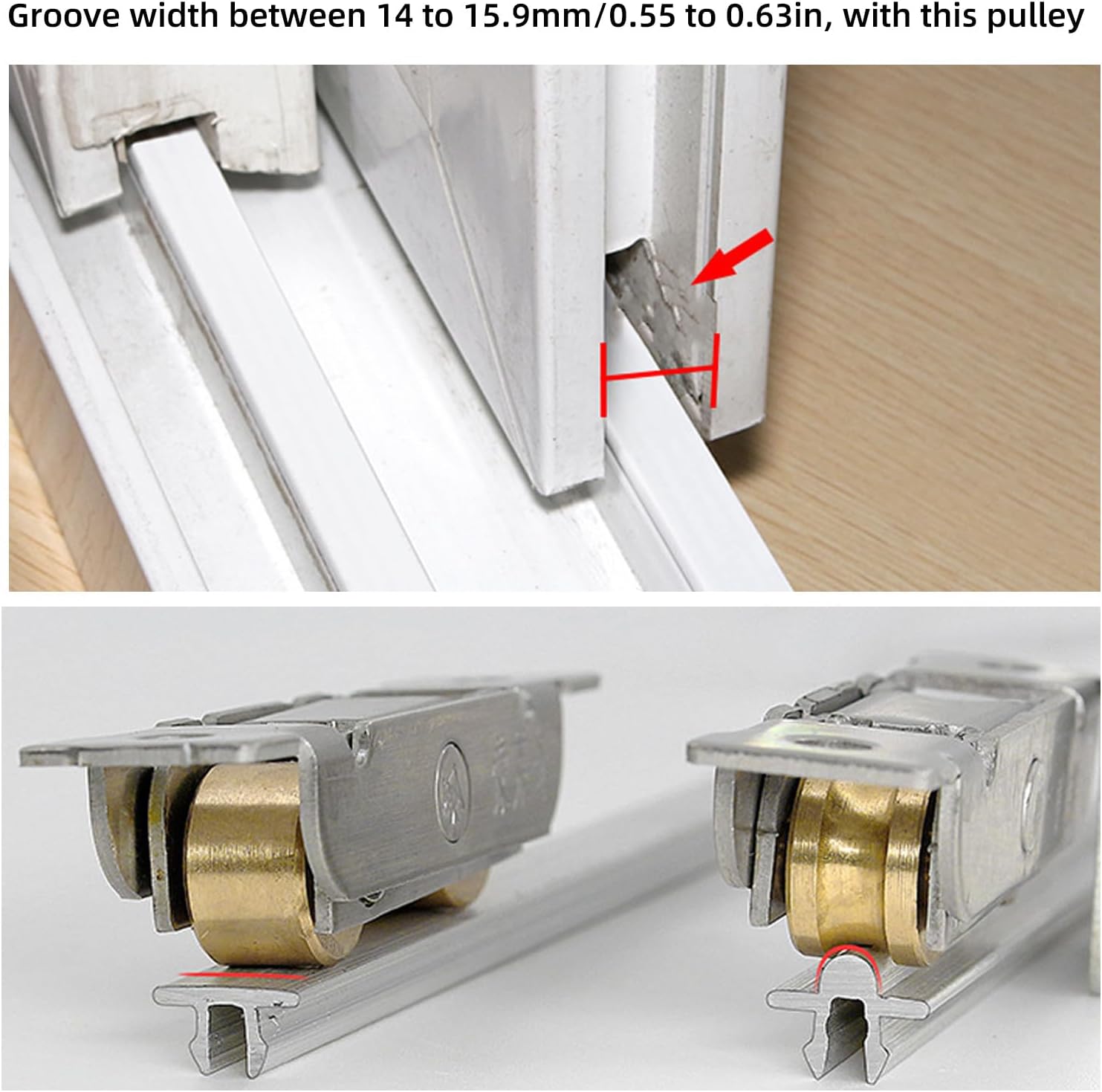 4PCS Sliding Door Wheels Rollers Sliding Patio Door Rollers Aluminum Glass Doors Rear Adjustable, Yellow Zinc Plated Sliding Door Rollers Replacement Sliding Glass Door Rollers for(Flat Wheel)
