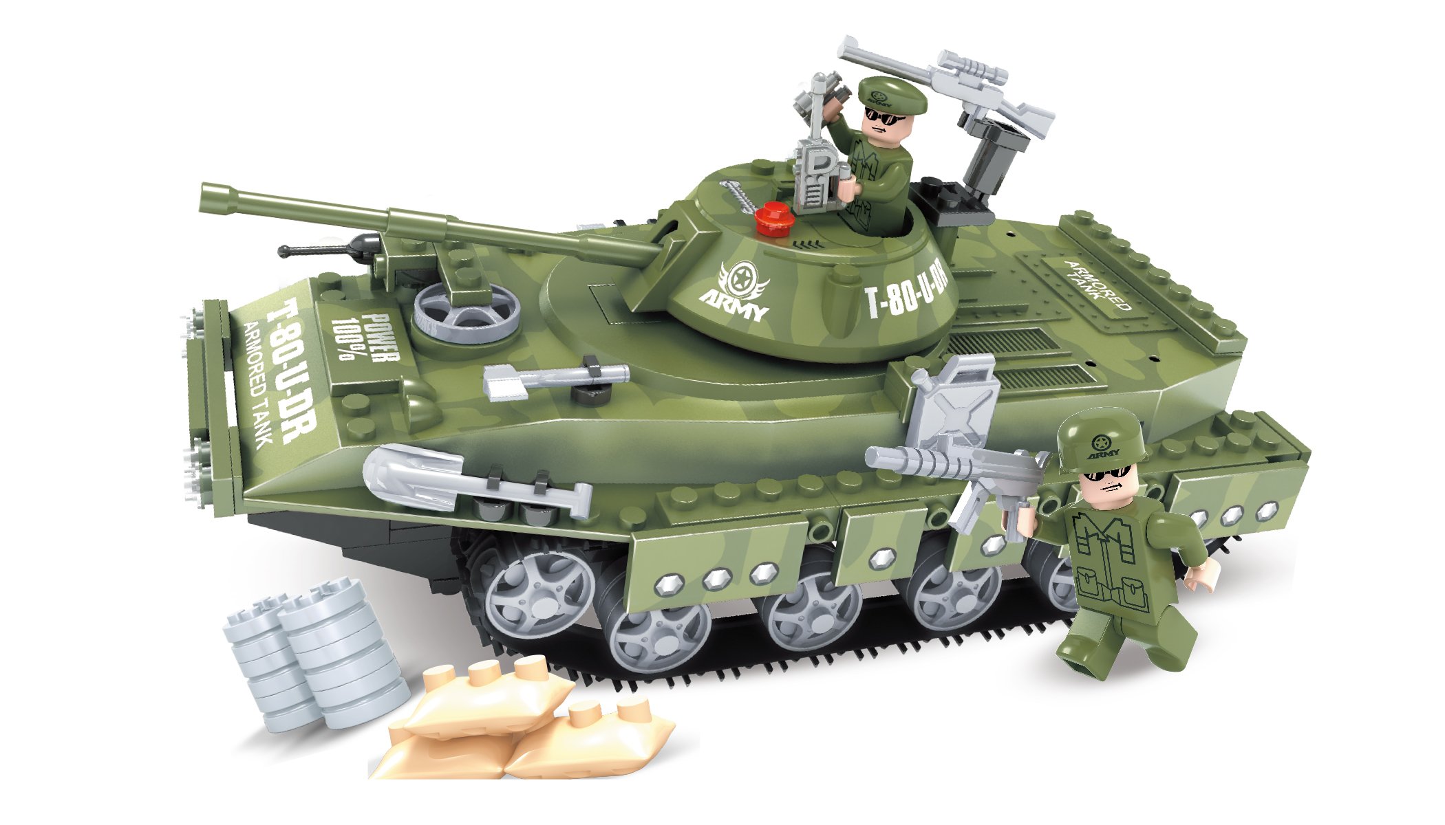 Brictek Children's Army T-80-U Tank Interlocking Building Brick