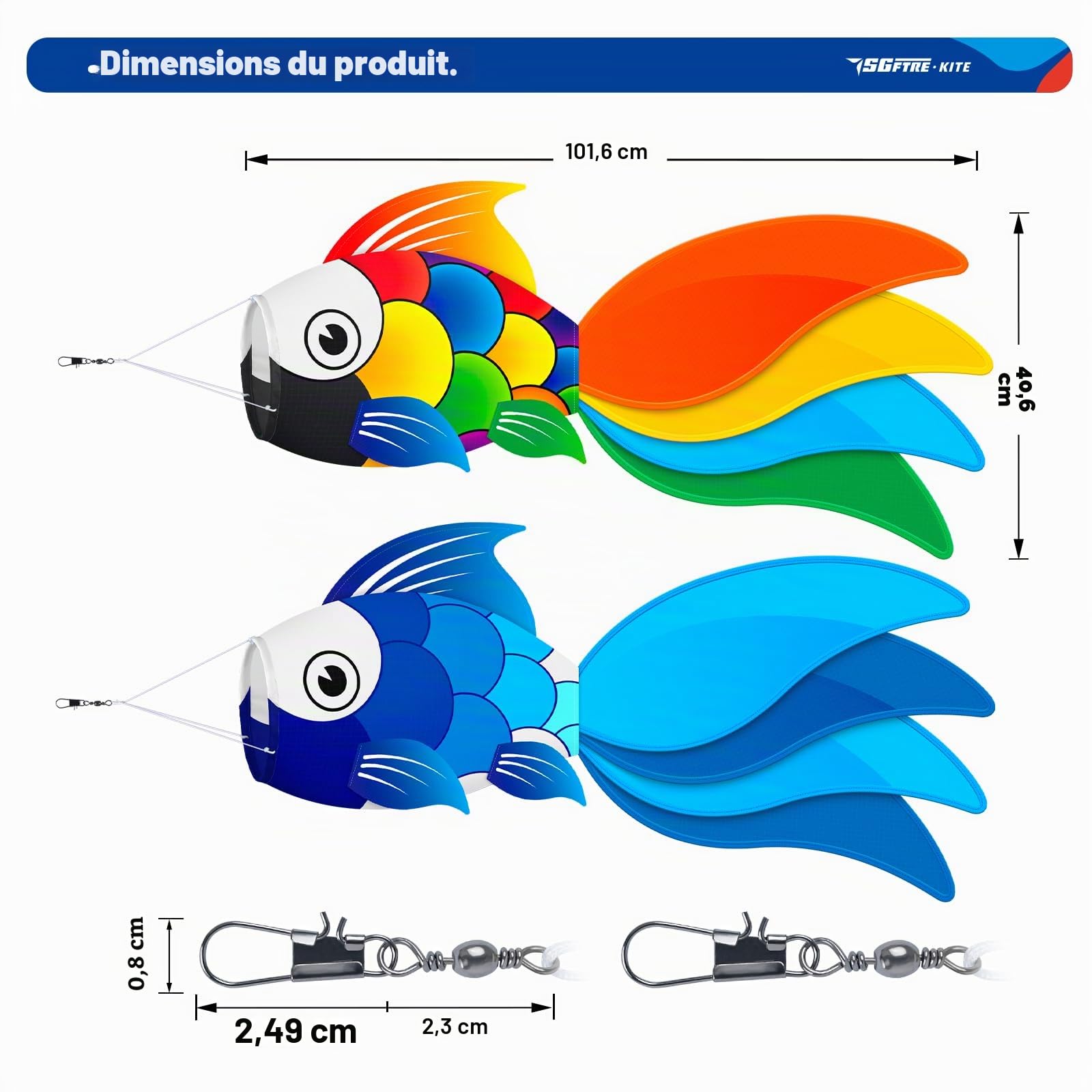 SGftre Lot de 2 manches à air robustes de 101,6 cm avec sac de direction du vent pour bateaux de pêche de plage, idéal pour Halloween et décoration de Noël, chaussettes à vent d'extérieur parfaites