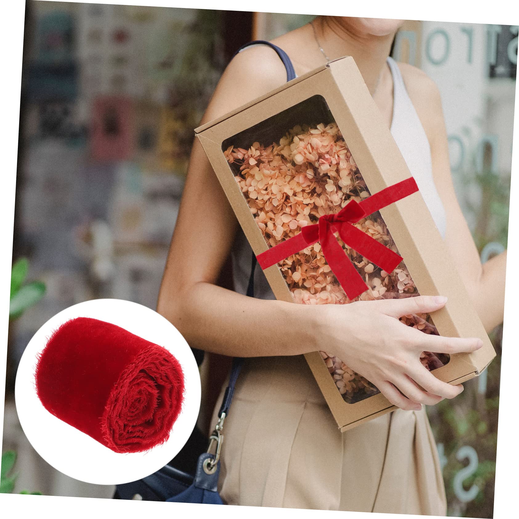 Operitacx 12rollen Handgerissene Samtbänder Für Hochzeiten -dekoration Und Geschenkverpackung Pro Große Rote Farbe Für Feste Und Kreative Projekte