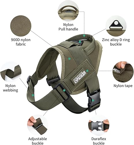 Vista 18 de EXCELLENT ELITE SPANKER Chaleco táctico para perro, arnés de entrenamiento de servicio de patrulla militar, arnés ajustable de nailon sin tirones