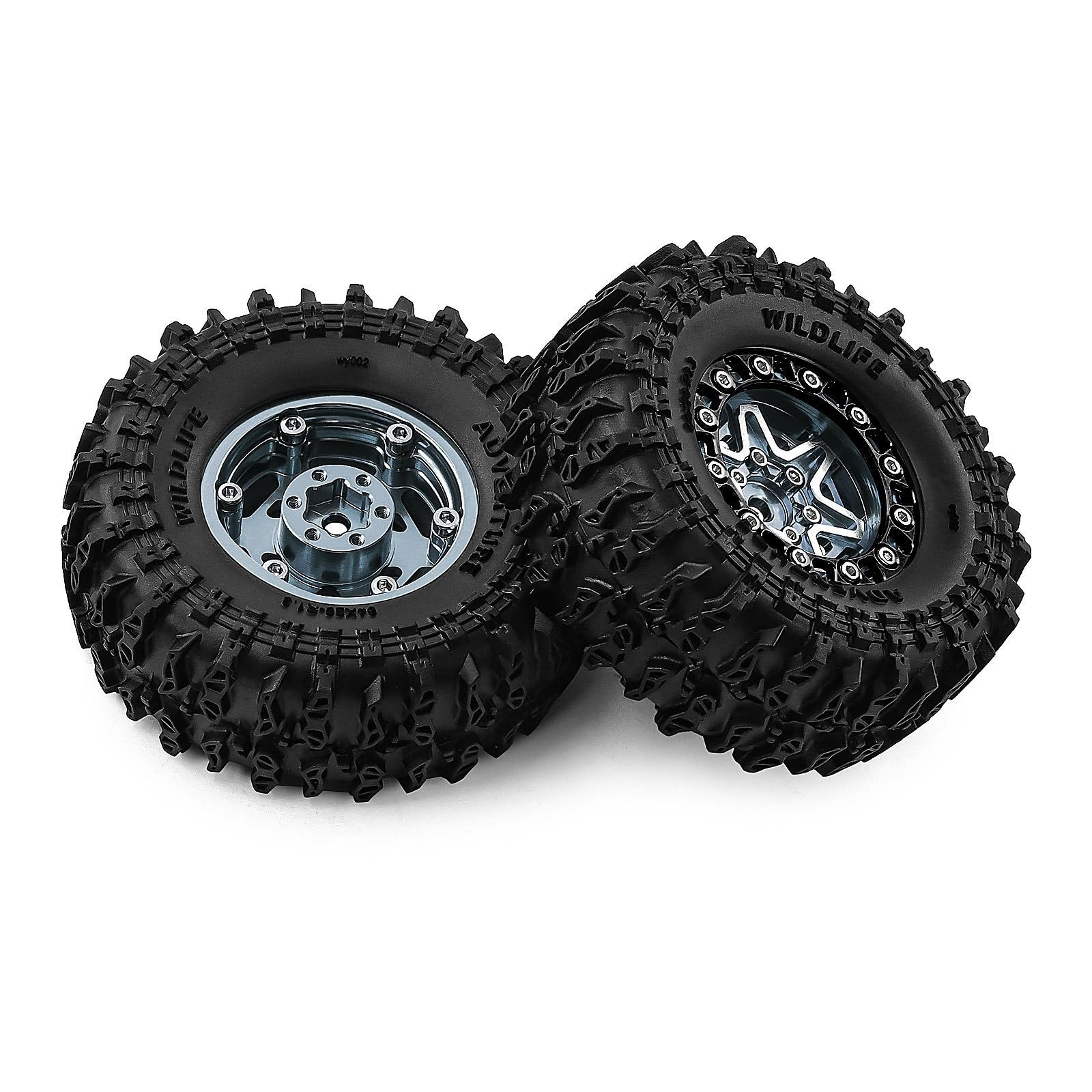 4 szt. 1,3'' piasta koła ze stopu aluminium z oponami gąsienicowymi 64 x 26 mm przegub sześciokątny 7 mm do 1/18 TRX4M 1/24 SCX24 FMS Ascent-18 RC Car