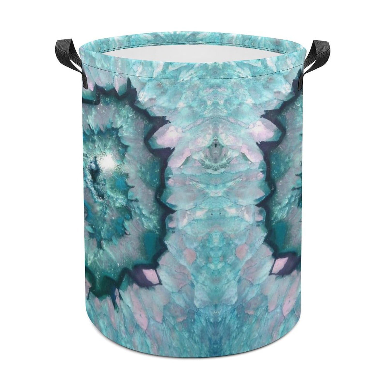 Wlntrophic Laundry Hamper, Teal Agate Laundry Basket, Washing Basket with Handle