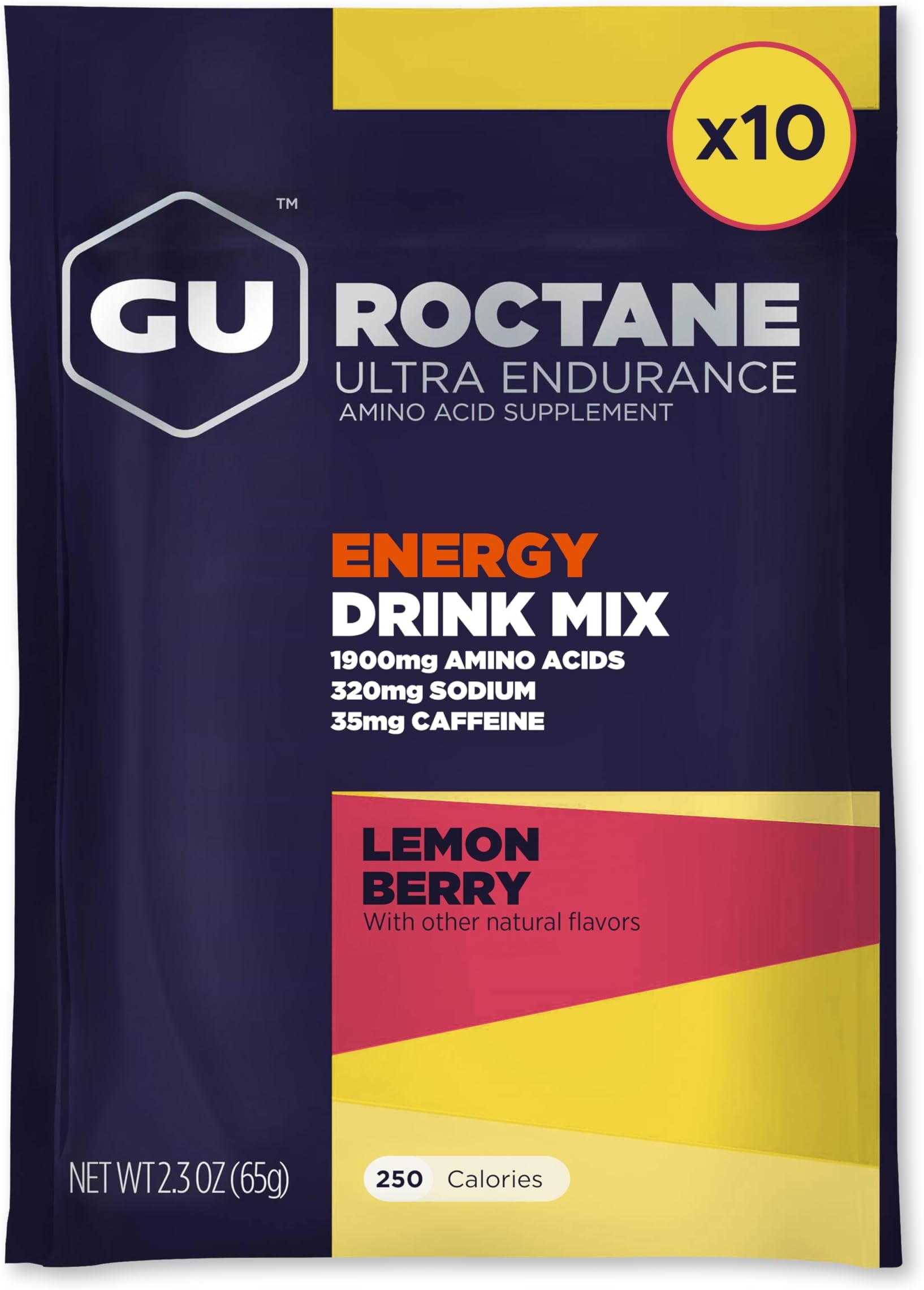 GU Energy Roctane Ultra Endurance Energy Drink Mix, 10 Single-Serving Packets, Lemon Berry