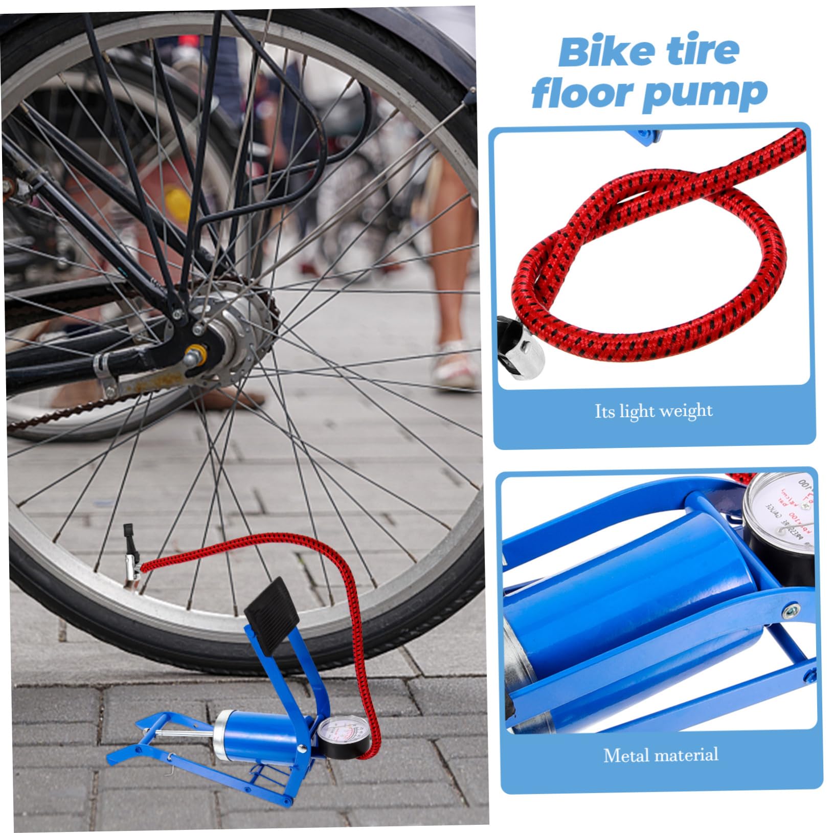 Toddmomy Hochdruck-Fußpumpe Auto Reifenpumpe Pumpe für den Zyklus Rennrad Reifenpumpe Pumpbike Fahrräder aktivierte Standpumpe Standpumpen Inflator Bodenpumpe Blue