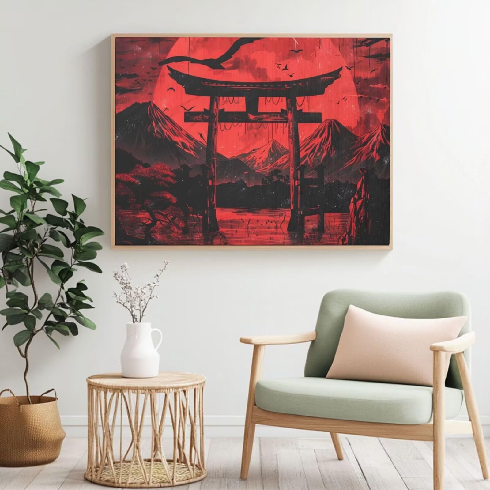Kit per pittura con numeri per adulti, pittura con numeri per principianti, pittura acrilica con 6 pennelli, pittura ad olio per decorazione da parete, 95 x 70 cm, senza cornice) MK14