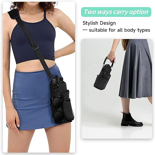 Miniatura 7 de Bolsa de transporte para botella de agua de 32406487128 onzas, funda de neopreno para botella de agua con 4 bolsillos, soporte deportivo para agua