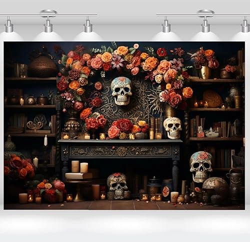 Telón de fondo para fotografía, temática mexicana, fiesta de Halloween, carnaval, flores, esqueleto de azúcar, decoración de retratos para niños,