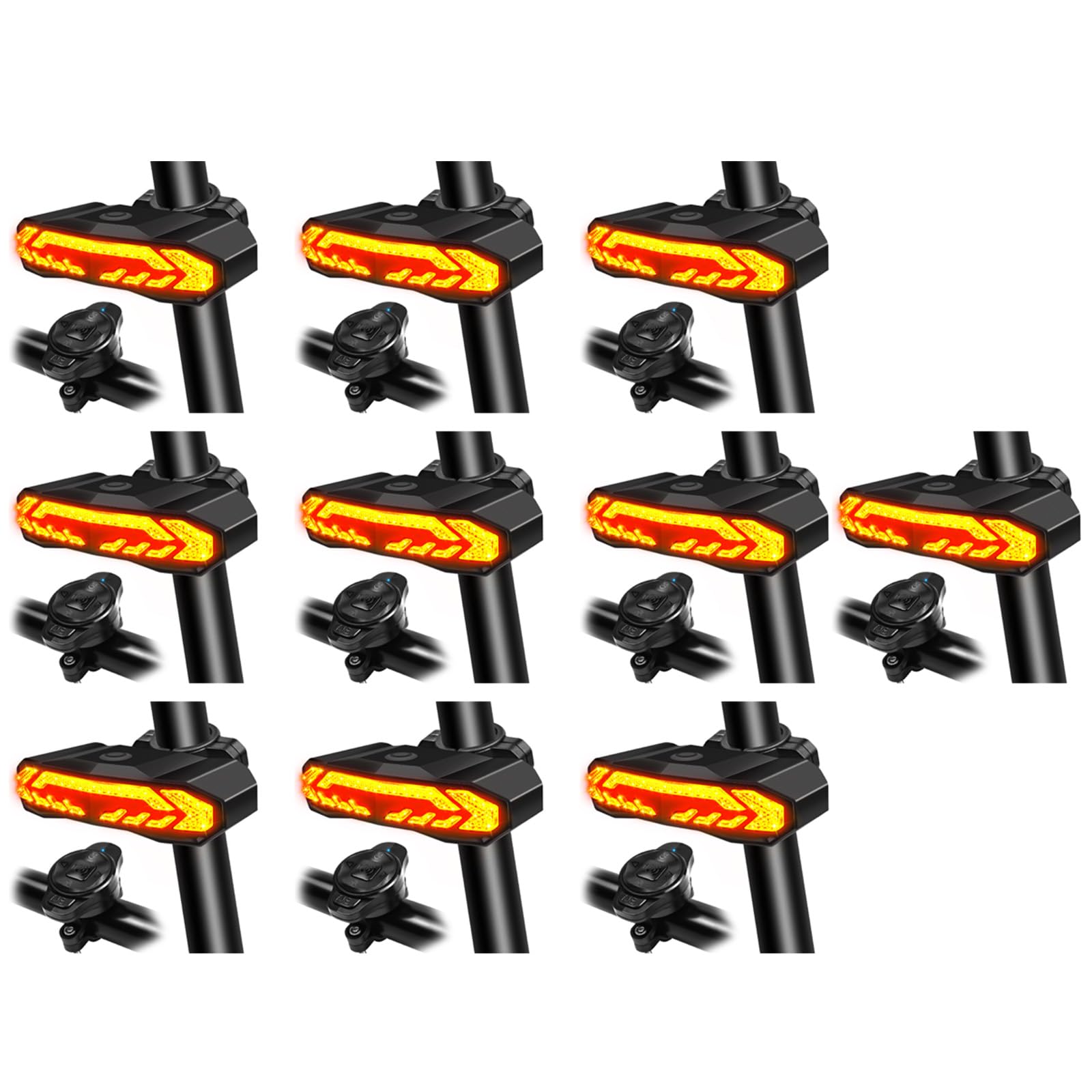 Smart Bike Tail Light with Upgraded Remote Control,Wireless Turn Signals,Rechargeable Bike Lights,IP65 Waterproof,110dB Vibration Anti-Theft Alarm,for Bicycles, Electric Bicycles,10PK