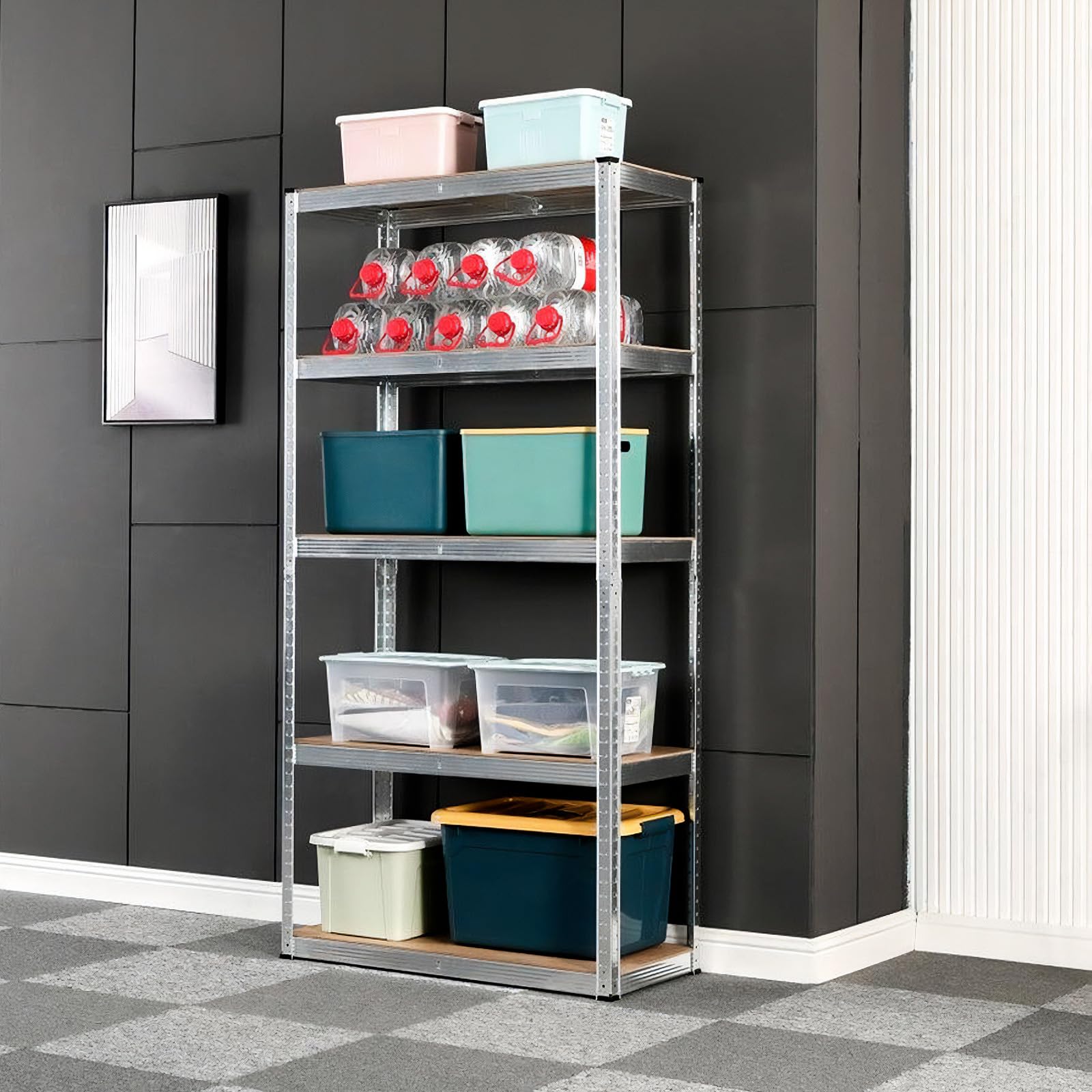 YOEVU - Estantería Almacenaje, 180X90X40cm, Metalica, Acero Galvanizado, Modular, 875kg de Carga, 5 estantes Ajustables, para Hogar, Trastero, Garaje (Acero, 90x40cm)