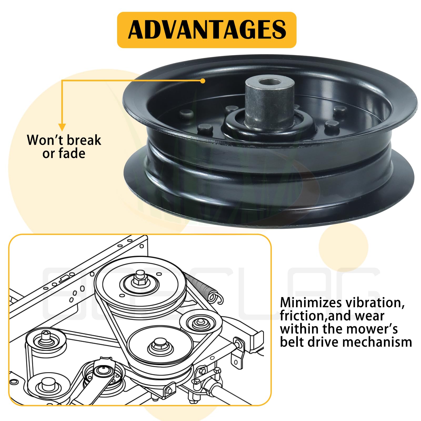 3PK 197379 Idler Pulley Craftsman for Husqvarna Z254 YTH22V46 Mower — Amazon image 6