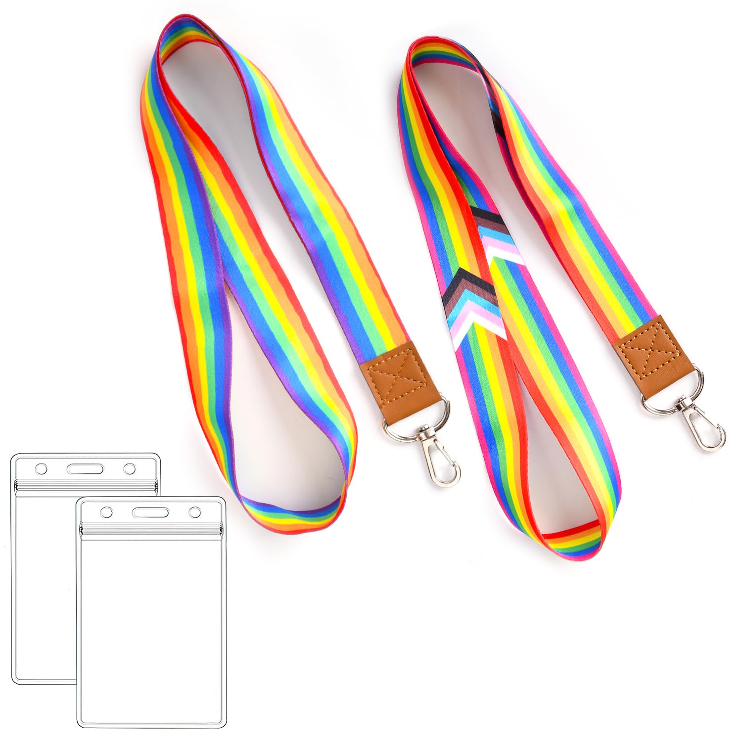 GTOTd Rainbow Lanyard with ID Badge Holder (2 Pack) for Keys Wallet,Merchandise Rainbow Keychain Gay Pride Party Supplies Gifts for Teens