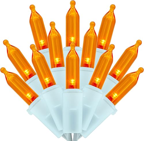 Miniatura 1 de SWEET SHINE Luces LED de Navidad naranjas, 66 pies, 200 unidades, con certificación UL, cable blanco, juego de luces navideñas (naranja)