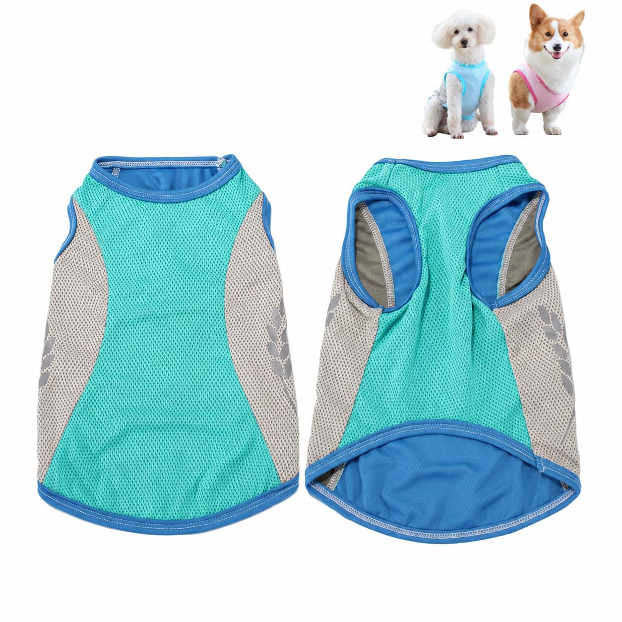 Dog Cooling Vest, Breathable Mesh Summer Cooling Coat for Small Medium Large Dogs, Lightweight Sleeveless Cooling Shirt for Walking Hiking Travel (Aqua Green,Medium)