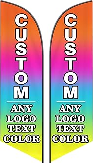 Custom Advertising Feather Flags with Pole Kit Optional, Customized Logo Text Personalized Double Sided Open Flag Sign for Outside Business Advertisement(60×250cm/2×8FT)