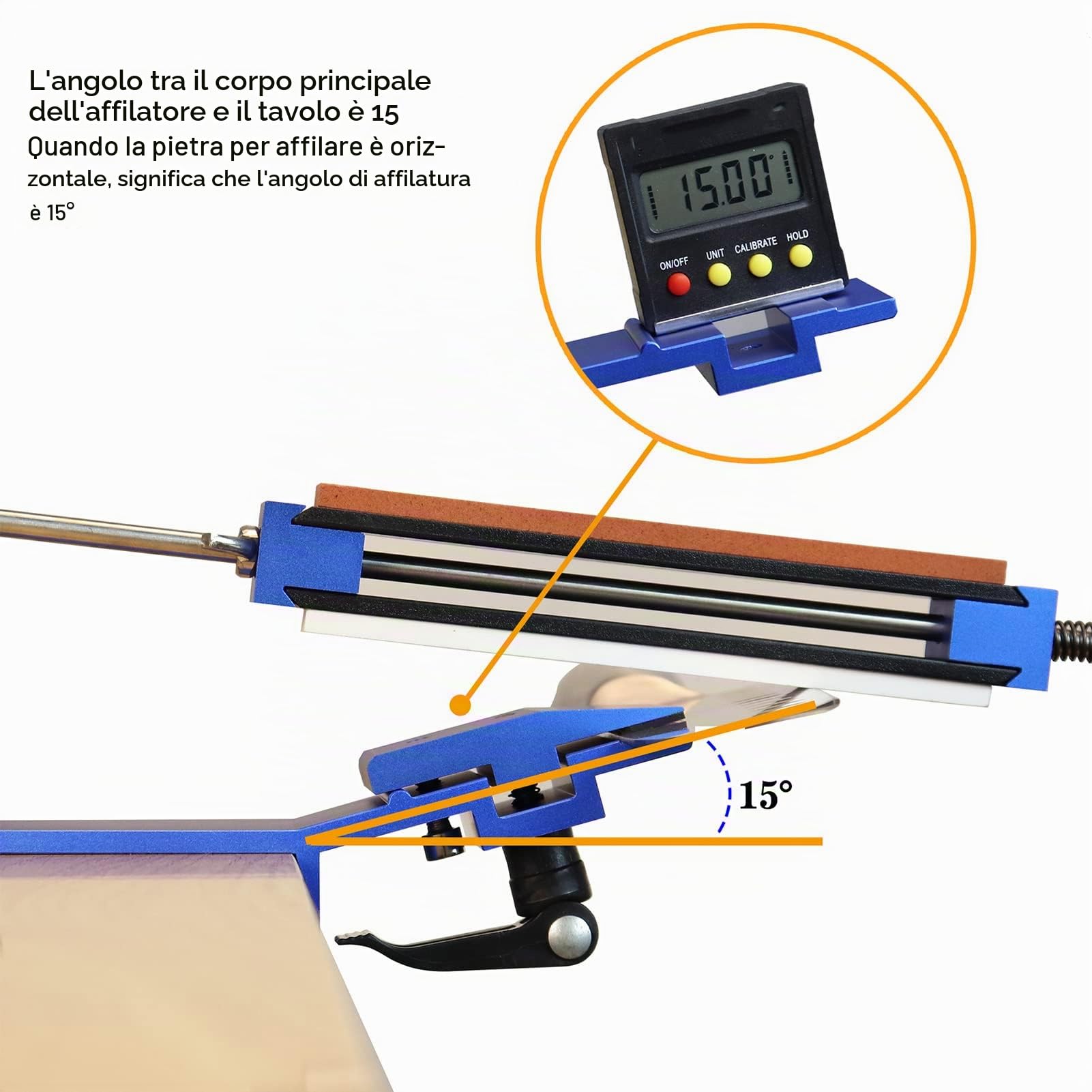 Kit Affilacoltelli, 4 Pietre per Affilare 4 Pietre Diamantate, Regolazione di Precisione Professionale, Design Ribaltabile con Rotazione a 360°, Acciaio Inossidabile, Facile