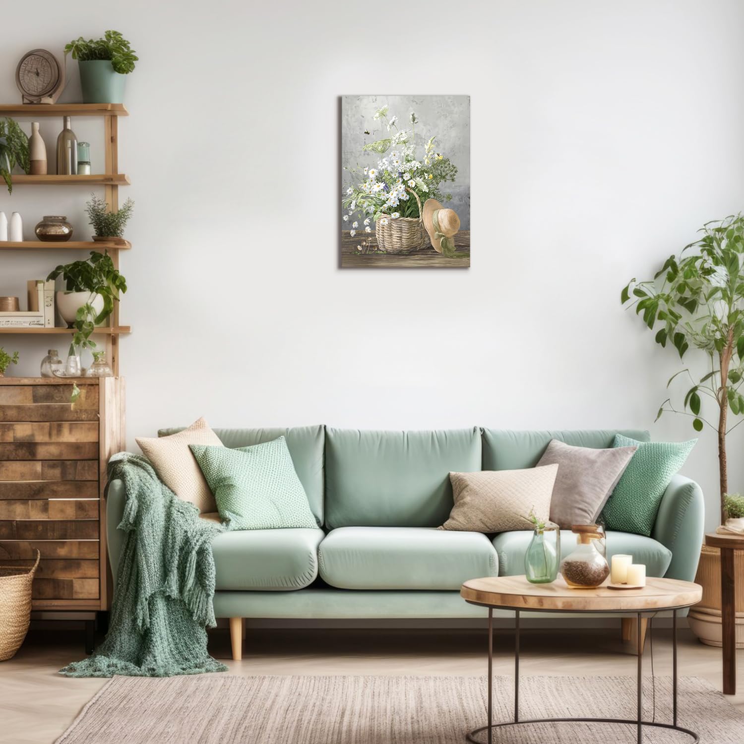 Muurcirkel bloemen | behangcirkel stilleven | Jan Davidsz Vase of flowers | muursticker cirkel groot | woonkamer muur decoratie accessoires | rond schilderij kunstwerk