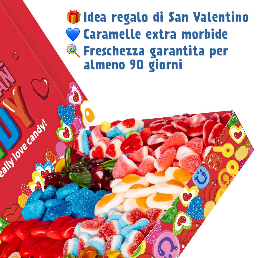 Wunnie box by American Uncle – Idea Regalo San Valentino per lei o per lui, fidanzato o fidanzata, regalo anniversario – box caramelle San Valentino da 1kg