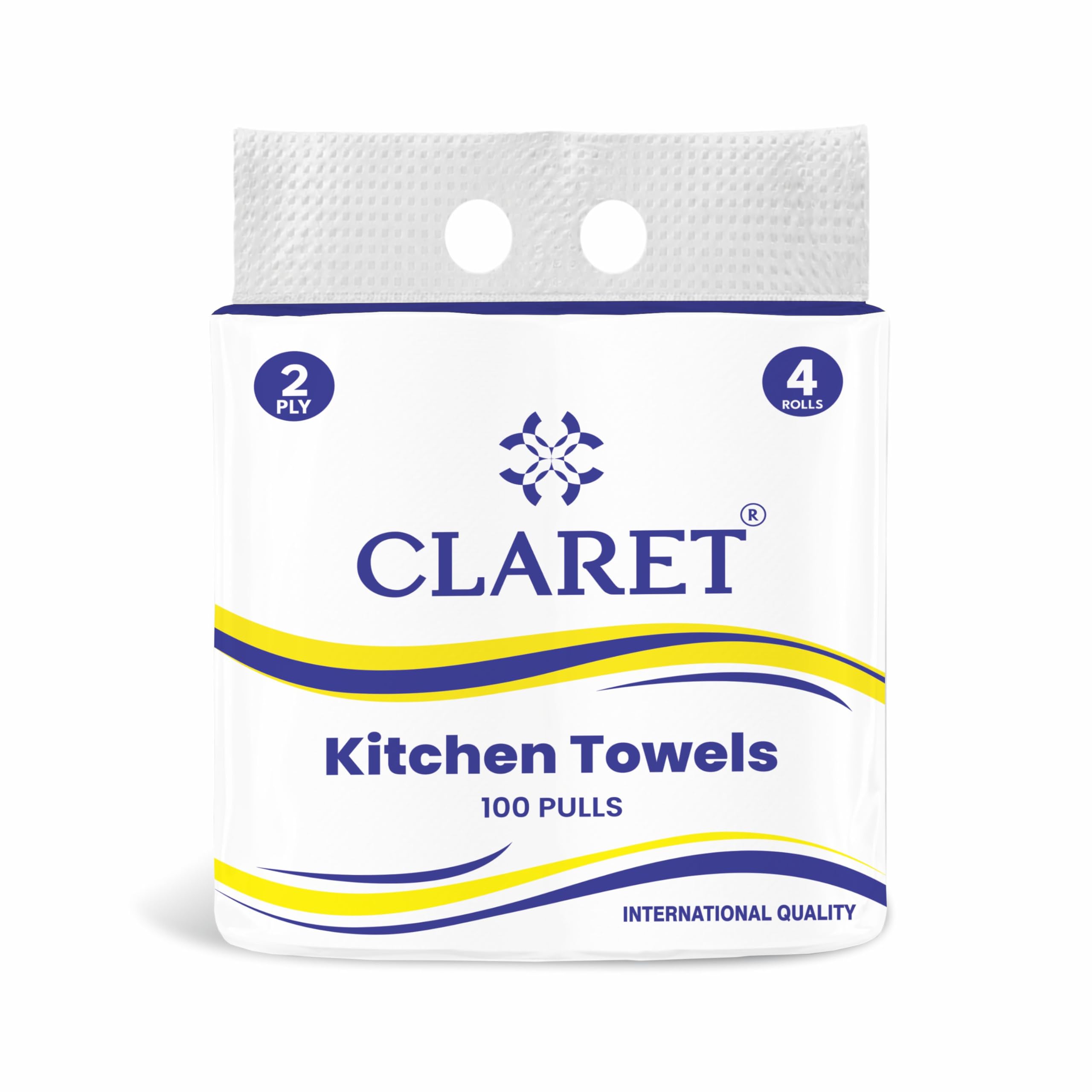 Claret 4 in 1 Hygienic 2-Ply Kitchen Towel Rolls | 200x200 mm | Each Roll 100 Pulls | Super Absorbent Tissue Paper for Kitchen & Cleaning | Pack Of 4 Rolls-image-48