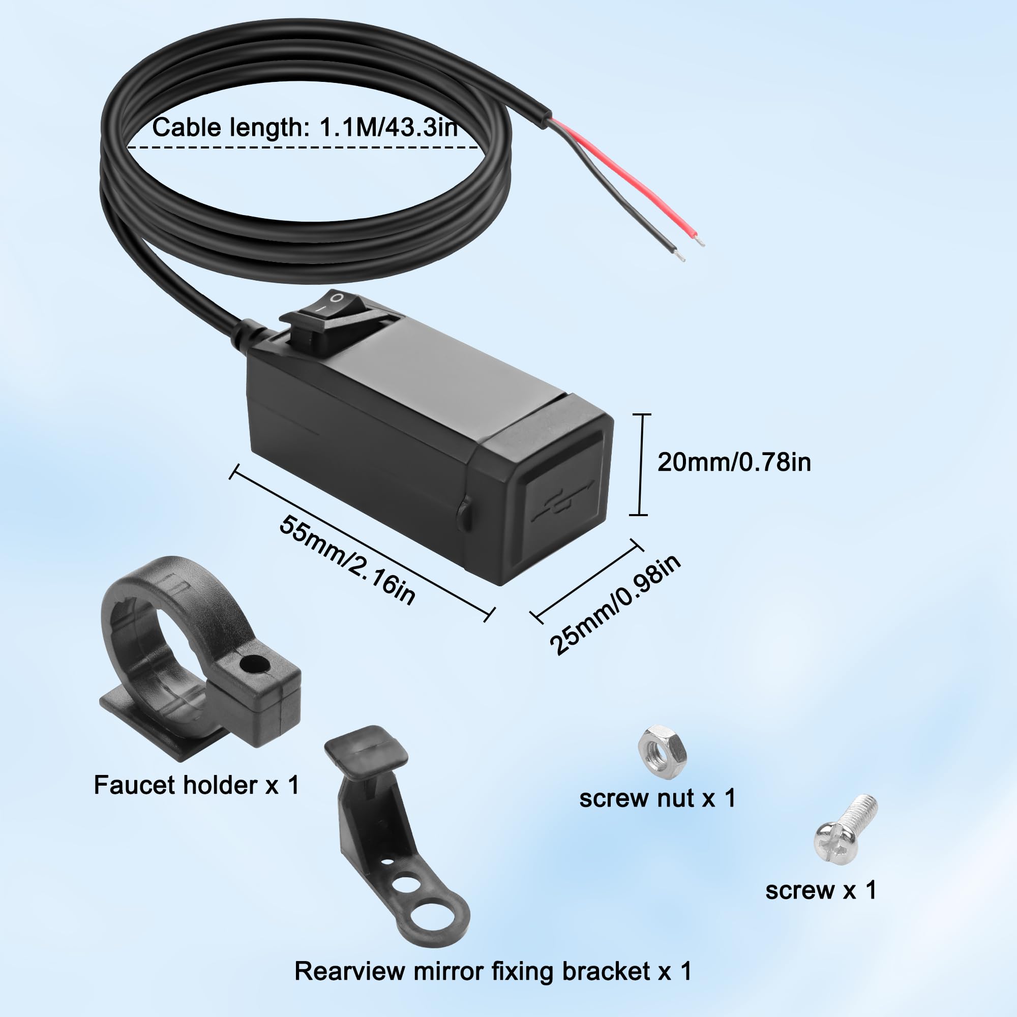 Dual USB Oplader voor Motorfiets, 3.0 Quick Charger, IP65