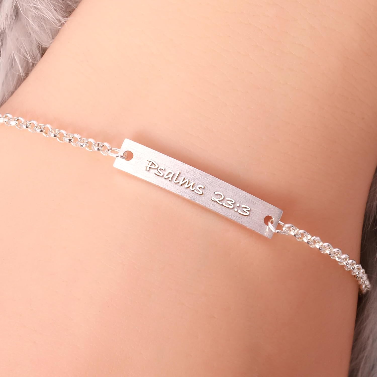 Psalm 23 3 Bracelet for Women, 925 Sterling Silver Christian Peace Jewelry, Meaningful Gift for Her