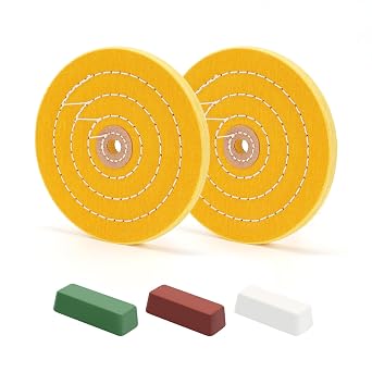 SCOTTCHEN 6inch Buffing Polishing Wheels with Buffing Polishing Cutting Compounds 3.7 Oz.Kit